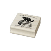 Schattige vintage bibliotheekkat 	rubberstempel (Stempel)