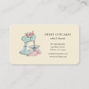 Schattige vintage cake mixer bakkerij visitekaartje