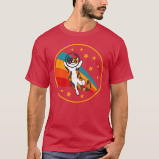 Schattige vintage calico kat retro ruimte kat retr t-shirt