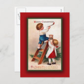 Schattige Vintage Christmas Art Kaart (Voorkant / Achterkant)