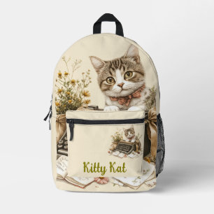 Schattige Vintage Kat Bedrukte Rugzak