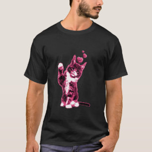 Schattige vintage kat met harten retro roze 6 t-shirt