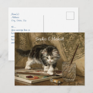 Schattige vintage katjes kunst, namen & bericht briefkaart