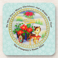 Schattige Vintage Kerst Rendier & Bloemenwagen