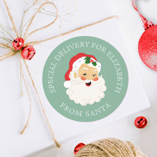 Schattige Vintage Kerstman Kerstmis Ronde Sticker