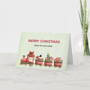 Schattige vintage kersttrein met speelgoed Kerstka Kaart