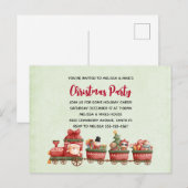 Schattige vintage kersttrein met speelgoed uitnodi uitnodiging briefkaart (Voorkant / Achterkant)