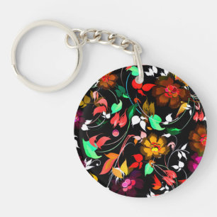 Schattige vintage kleurrijke bloemtextuur sleutelhanger