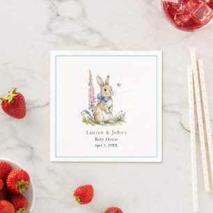Schattige vintage Konijn Baby jongens Shower Servet