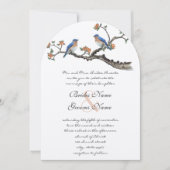 Schattige Vintage Oosterlijke Blauwe Vogels Trouwk Kaart (Voorkant)