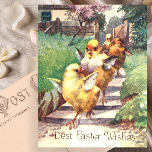 Schattige vintage paaskuikens briefkaart