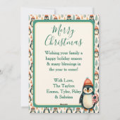 Schattige Vintage Pinguïnfamilie Foto Feestdagenkaart (Achterkant)