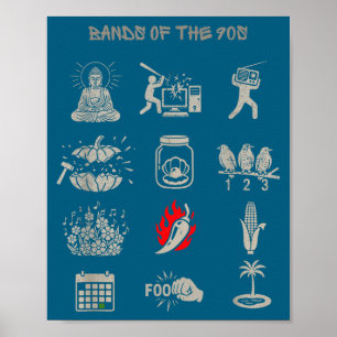Schattige Vintage Populaire Bands 90s Grappig Poster