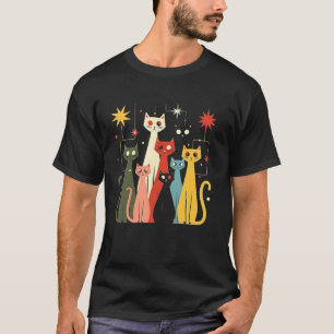 Schattige vintage retro mid-century look katten 50 t-shirt