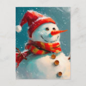 Schattige vintage sneeuwman kerstkaart feestdagenkaart (Voorkant)