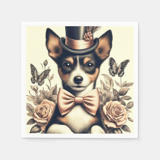 Schattige vintage Toy Fox Terrier Servet (Voorkant)