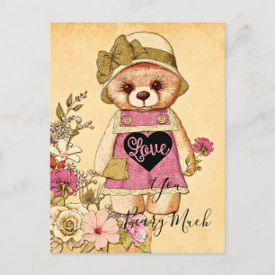 Schattige vintage valentijnsdagbeer briefkaart