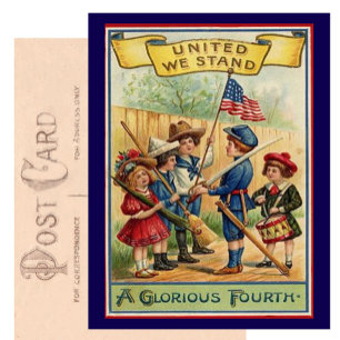 Schattige vintage vierde juli patriottisch briefkaart