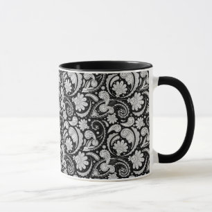 Schattige vintage zwart witte paisley patronen mok