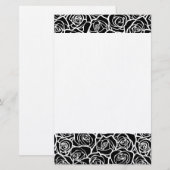 Schattige vintage zwarte en witte rozen briefpapier (Voorkant / Achterkant)