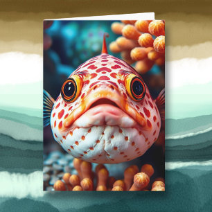Schattige Vis Close-up Even Kijken Hoe Het Gaat Kaart
