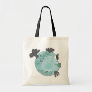 Schattige viskunst Blauw en groen Tote Bag