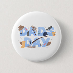 Schattige Visliefhebber Vaderdag Ronde Button 5,7 Cm
