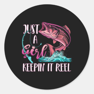Schattige Vissen Grappig Blijven Reel Vrouwen Paar Ronde Sticker