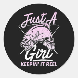 Schattige Vissen Grappig Blijven Reel Vrouwen Paar Ronde Sticker