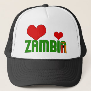 Schattige vlag van Zambia harten patriottisch Trucker Pet