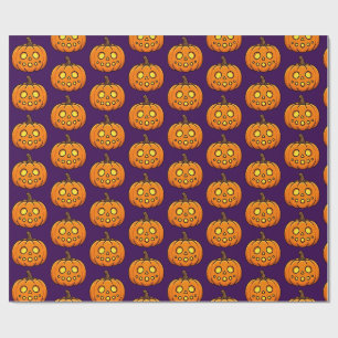 Schattige Vlammende Pompoen Halloween Patroon Inpa Cadeaupapier