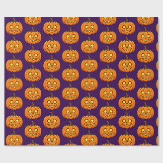 Schattige Vlammende Pompoen Halloween Patroon Inpa Cadeaupapier