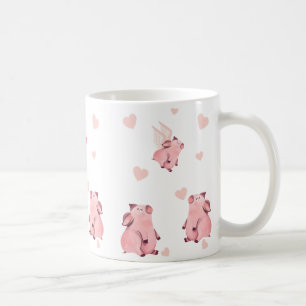 Schattige Vliegend Varken Gevleugeld Roze Varkens Koffiemok
