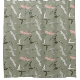 Schattige vliegend vogelpatroon douchegordijn