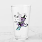 Schattige Vliegende Heksenkat | Tijd om te Vliegen Glas (Voorkant)