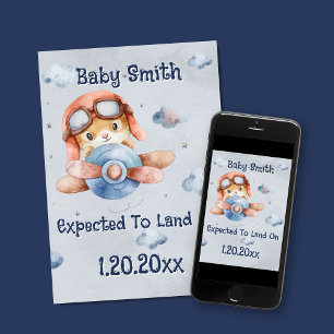 Schattige vliegtuig landingszwangerschap aankondiging