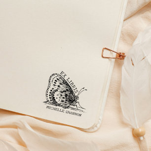 Schattige  vlinder ex libris boek 	rubberstempel