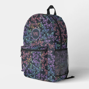Schattige Vlinders Elegant Grijs Pastel Monogram M Bedrukte Rugzak