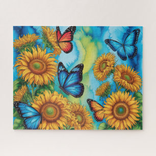 Schattige Vlinders Met Zonnebloemen Legpuzzel