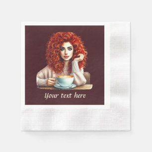 Schattige Voeg jouw tekst Coffee Lady toe Servet