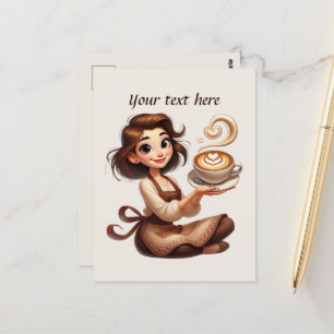 Schattige Voeg jouw tekst coffeeshop toe Briefkaart