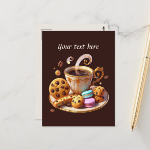 Schattige Voeg jouw tekst coffeeshop toe Briefkaart