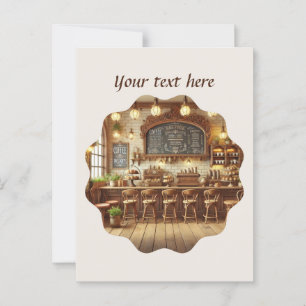 Schattige Voeg jouw tekst coffeeshop toe Briefkaart