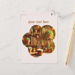 Schattige Voeg jouw tekst coffeeshop toe Briefkaart