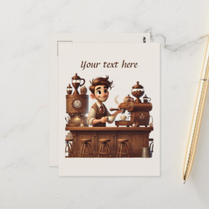 Schattige Voeg jouw tekst coffeeshop toe Briefkaart