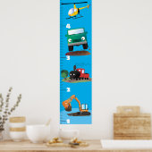 Schattige voertuigen cartoon groeimeter poster (Keuken)