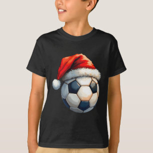 Schattige Voetbal Bal Kerstmis Kerstman Hoed Grapp T-shirt