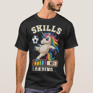 Schattige Voetbal Eenhoorn Vaardigheden Laden Win T-shirt