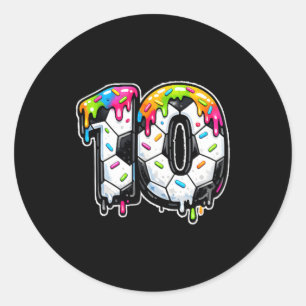 Schattige voetbal ijsdrip voor jongens kinderen 10 ronde sticker