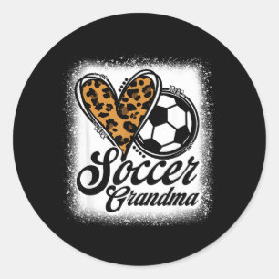 Schattige voetbal oma luipaard hart ronde sticker
